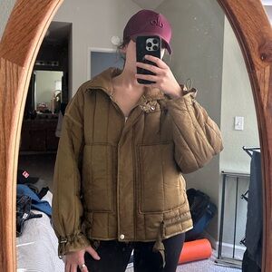 Zara Quilted Jacket - Olive (Size L)